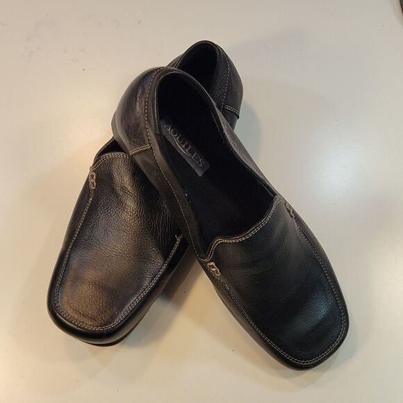 AQUILES  SQUARE TOE SLIP-ON WOMEN"S LEATHER FLAT SHOE - Picture 11 of 12